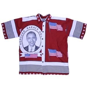 Obama African T-shirt tribute USA flag chaguo la mungu Hongera button XL rare